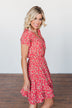 Spring Anticipation Floral Wrap Dress- Coral