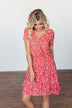 Spring Anticipation Floral Wrap Dress- Coral