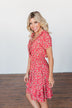 Spring Anticipation Floral Wrap Dress- Coral