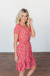 Spring Anticipation Floral Wrap Dress- Coral