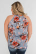 Dreaming of Floral Ruffle Tank Top - Light Steel Blue