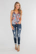Dreaming of Floral Ruffle Tank Top - Light Steel Blue