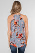 Dreaming of Floral Ruffle Tank Top - Light Steel Blue