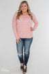 Never Forget You Pleated Striped Top- Pink