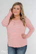 Never Forget You Pleated Striped Top- Pink