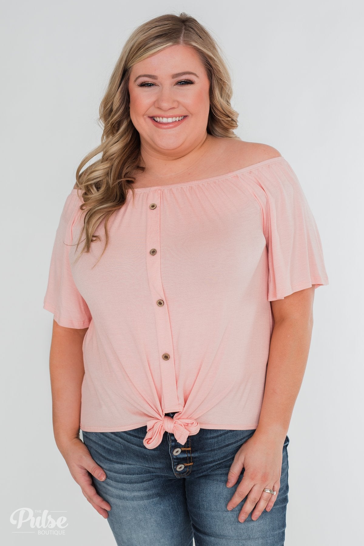 Follow Your Lead Off the Shoulder Top- Blush