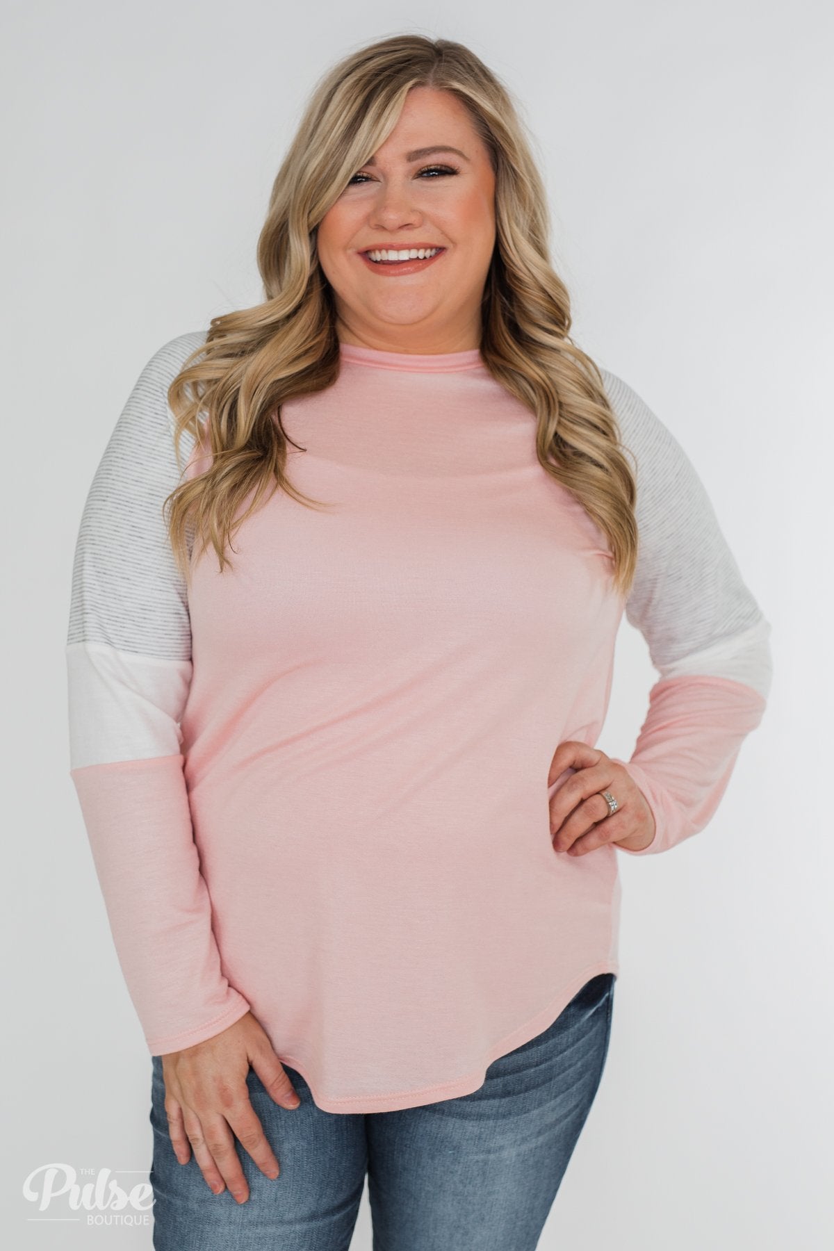 Leave it to Me Color Block Sleeve Top- Pink