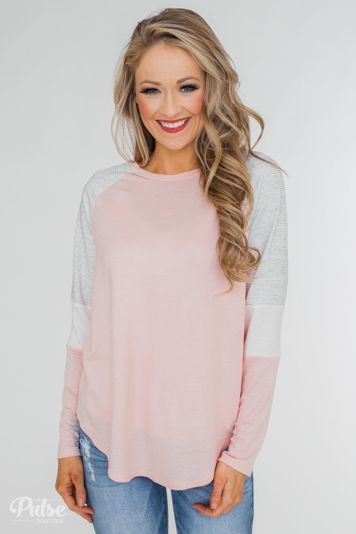 Leave it to Me Color Block Sleeve Top- Pink