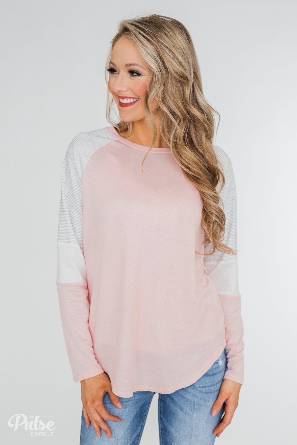 Leave it to Me Color Block Sleeve Top- Pink
