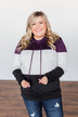 It Just Might Be Color Block Hoodie- Eggplant & Charcoal