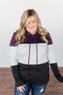It Just Might Be Color Block Hoodie- Eggplant & Charcoal