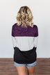 It Just Might Be Color Block Hoodie- Eggplant & Charcoal