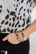 Geo Stone & Leopard Beaded Bracelet Set- Neutral