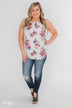 Embrace the Floral Halter Tank Top- Ivory