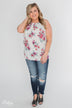 Embrace the Floral Halter Tank Top- Ivory