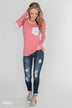 Forever Mine Heart Elbow Patch Top - Raspberry Pink