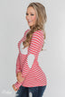 Forever Mine Heart Elbow Patch Top - Raspberry Pink