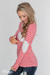Forever Mine Heart Elbow Patch Top - Raspberry Pink