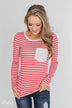 Forever Mine Heart Elbow Patch Top - Raspberry Pink