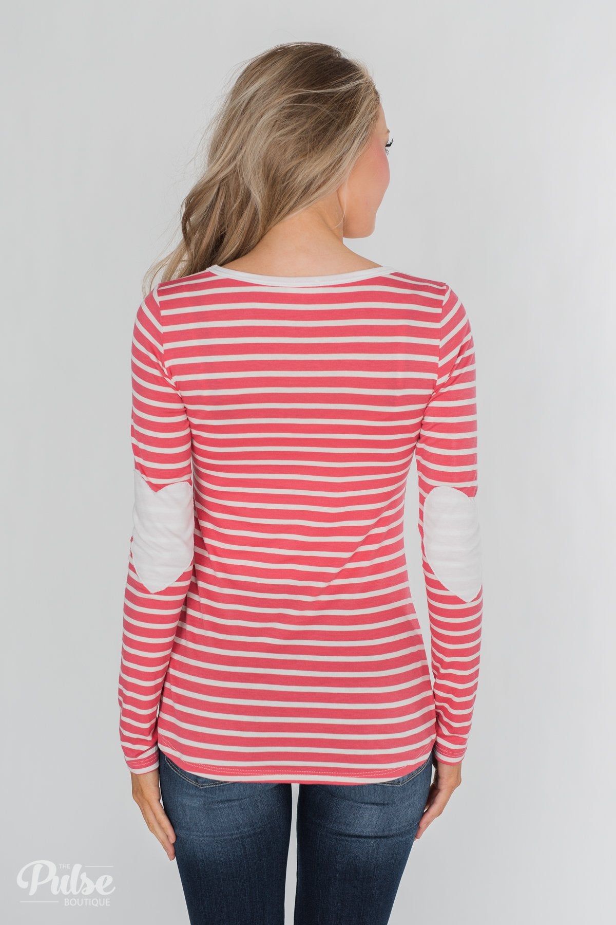 Forever Mine Heart Elbow Patch Top - Raspberry Pink