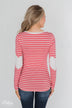 Forever Mine Heart Elbow Patch Top - Raspberry Pink