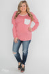 Forever Mine Heart Elbow Patch Top - Raspberry Pink
