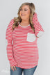 Forever Mine Heart Elbow Patch Top - Raspberry Pink