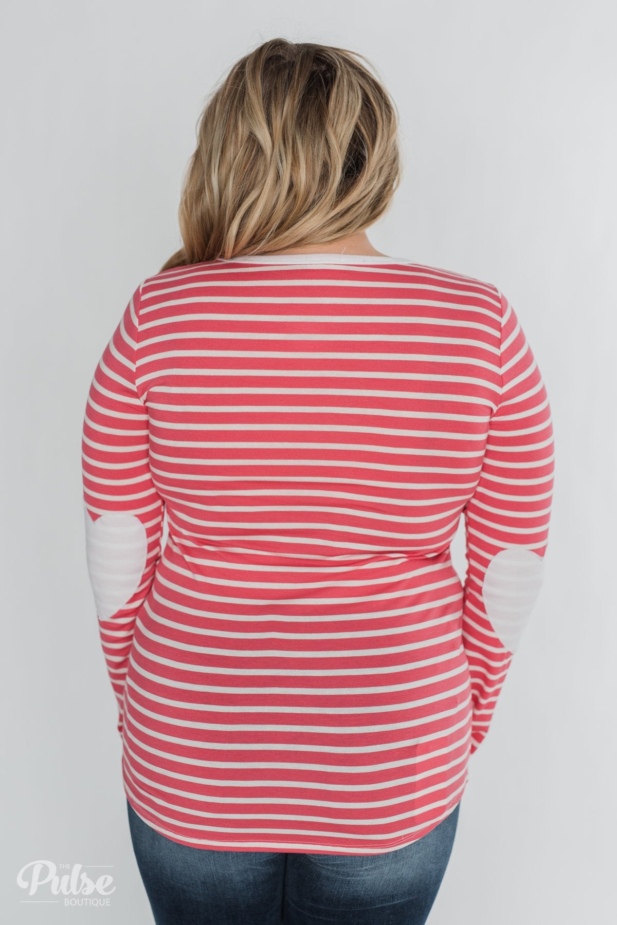 Forever Mine Heart Elbow Patch Top - Raspberry Pink