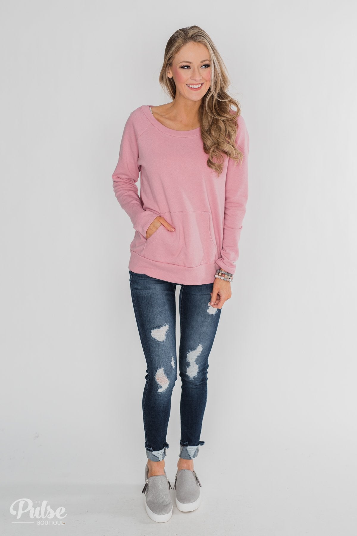 Pocket Pullover Top - Dusty Pink