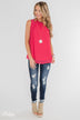 Detailed in Lace Tank Top- Hot Pink