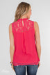 Detailed in Lace Tank Top- Hot Pink