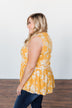 Set Me Free Floral Babydoll Tank Top- Golden Yellow