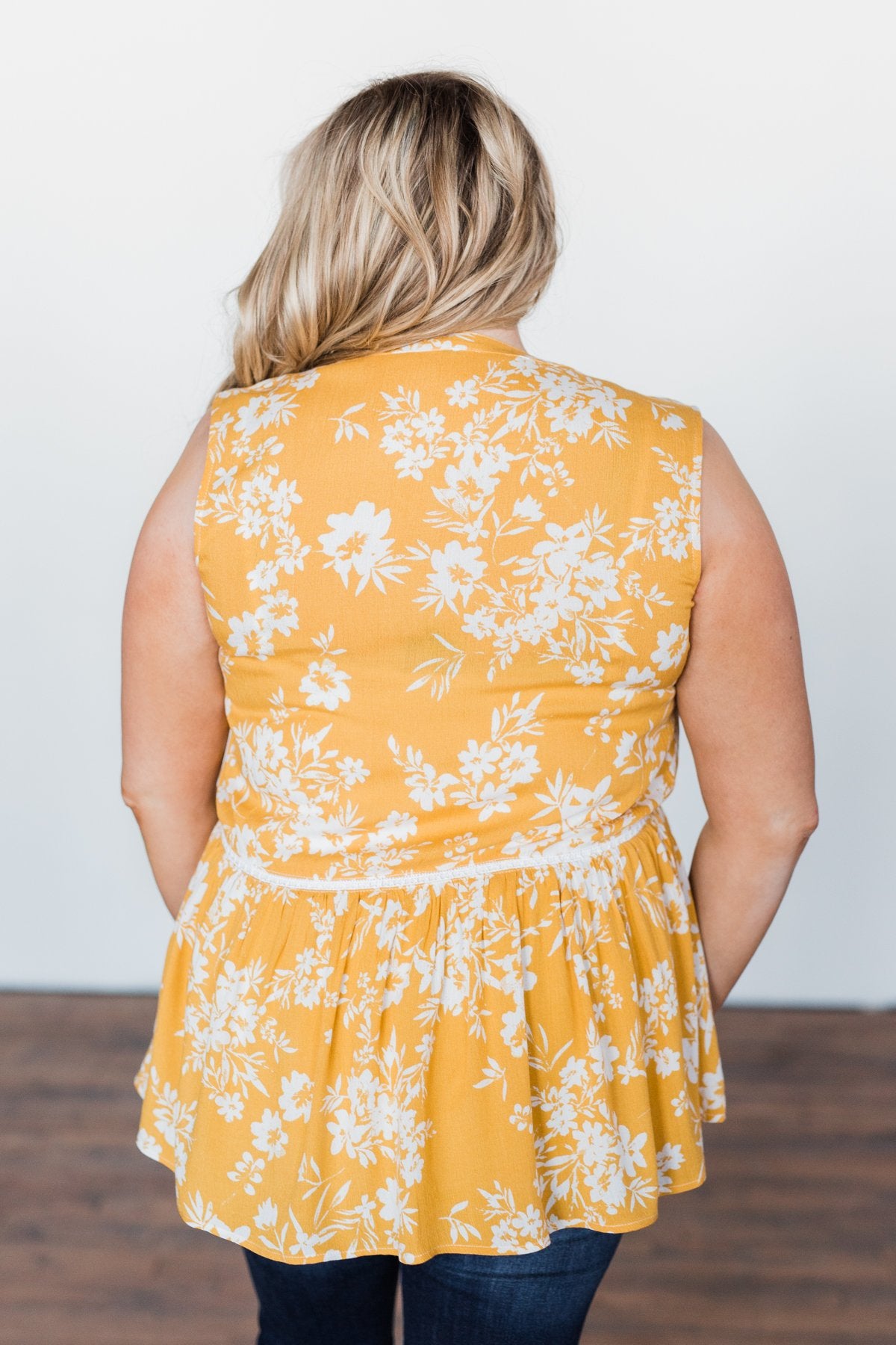 Set Me Free Floral Babydoll Tank Top- Golden Yellow