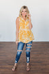 Set Me Free Floral Babydoll Tank Top- Golden Yellow