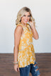Set Me Free Floral Babydoll Tank Top- Golden Yellow