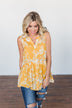 Set Me Free Floral Babydoll Tank Top- Golden Yellow
