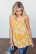 Set Me Free Floral Babydoll Tank Top- Golden Yellow