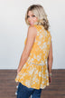Set Me Free Floral Babydoll Tank Top- Golden Yellow