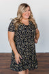 Spring Anticipation Floral Wrap Dress- Navy