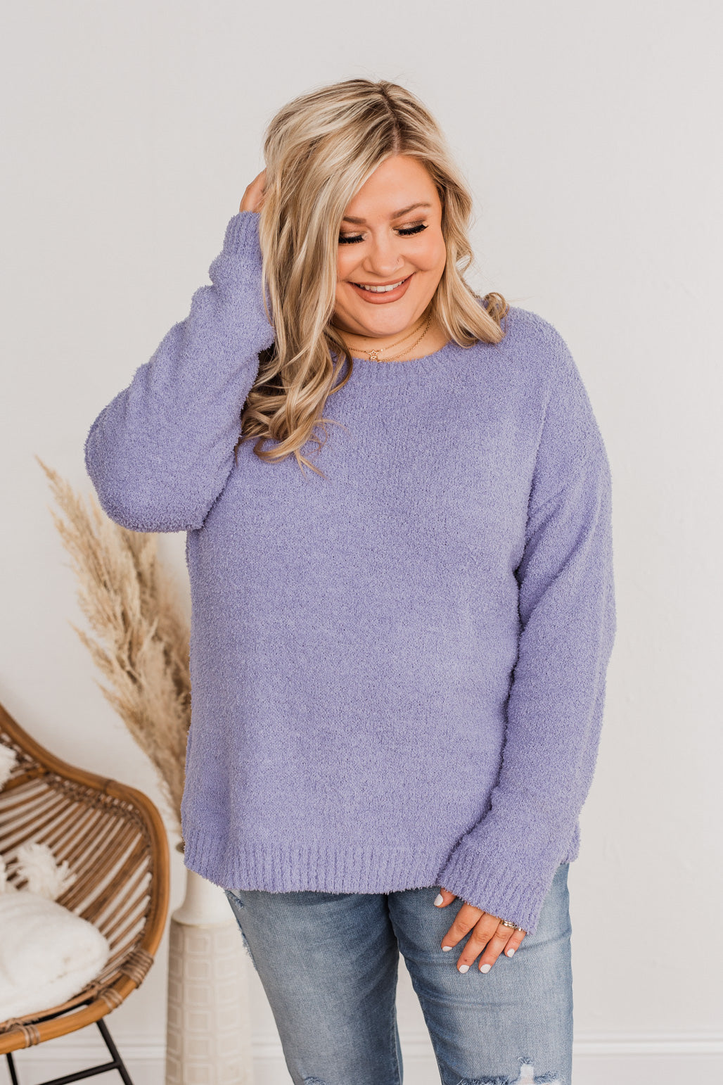 Wrapped Up In Your Warmth Knit Sweater- Purple