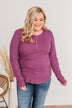 Rise To The Top Long Sleeve Henley Top- Deep Purple