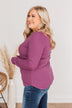 Rise To The Top Long Sleeve Henley Top- Deep Purple
