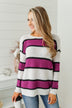 Oh So Soft Striped Knit Sweater- Magenta