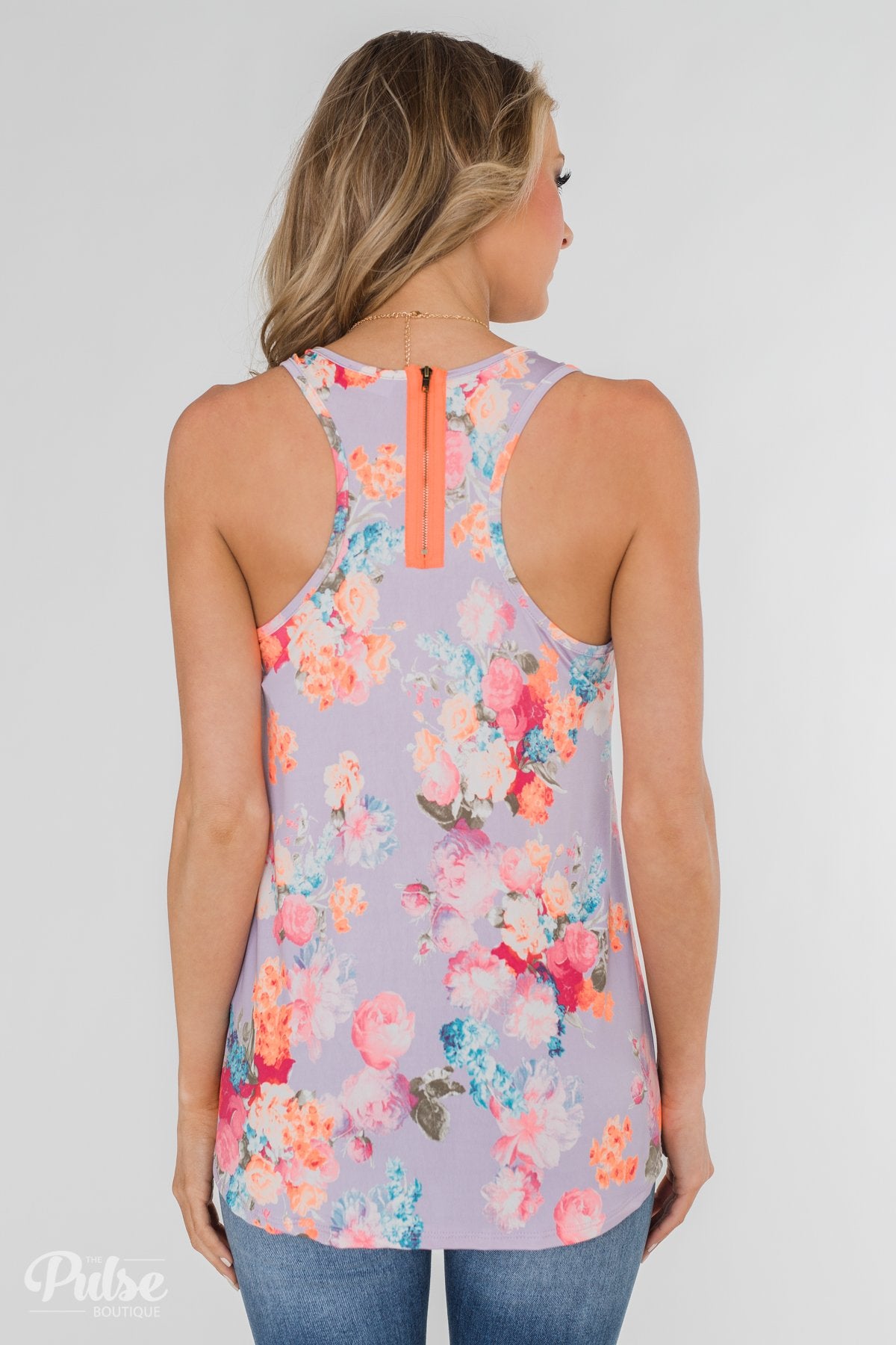 A Coral Floral Summer Tank - Lilac