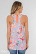 A Coral Floral Summer Tank - Lilac