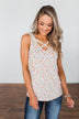 Travel Back In Time Floral Criss Cross Tank Top- Ivory