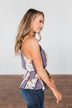 Got My Attention Tank Top- Ivory & Dusty Blue