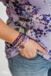 Geo Stone & Leopard Beaded Bracelet Set- Deep Purple