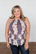 Got My Attention Tank Top- Ivory & Dusty Blue