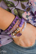 Geo Stone & Leopard Beaded Bracelet Set- Deep Purple